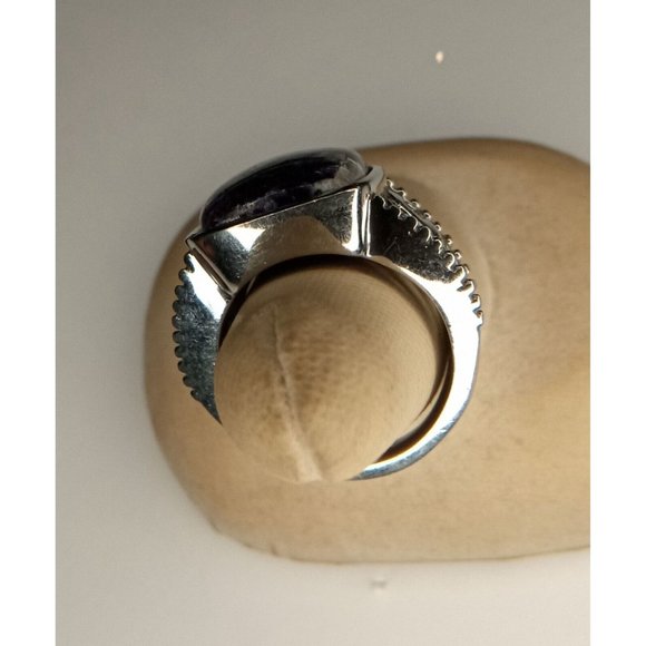 316L Stainless Steel Silver Tone Purple Stone Look Ring Size‎ 7 (10c2) - Picture 5 of 9
